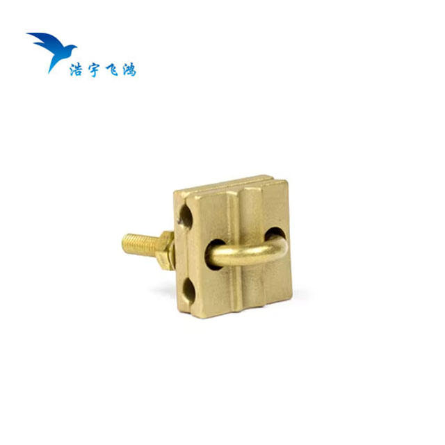 High Conductivity Brass U-Type Electric Grounding Connection Earth Rod Clamp Grounding Earth Clamps